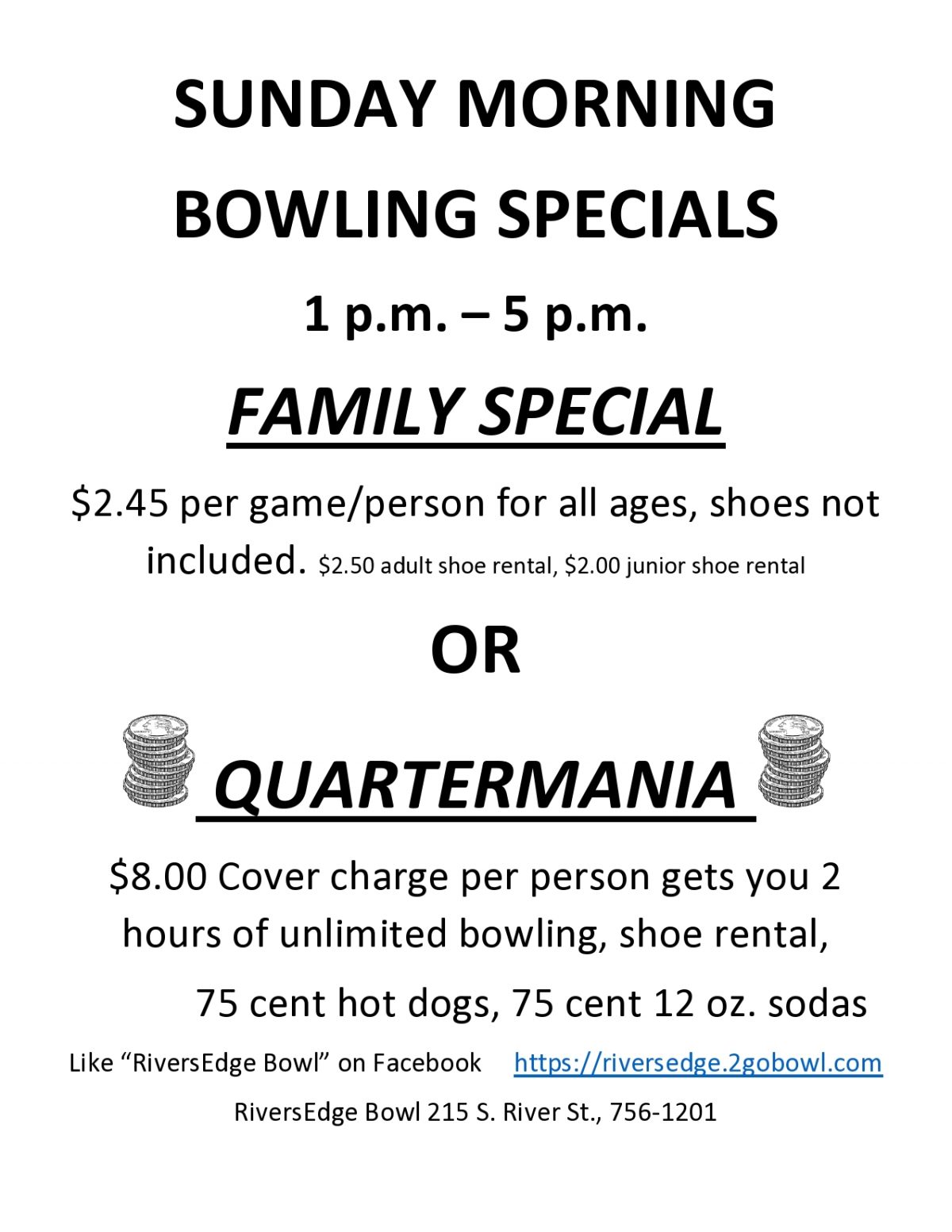 Bowling Specials RiversEdge Bowl Janesville,WI Bowling Center