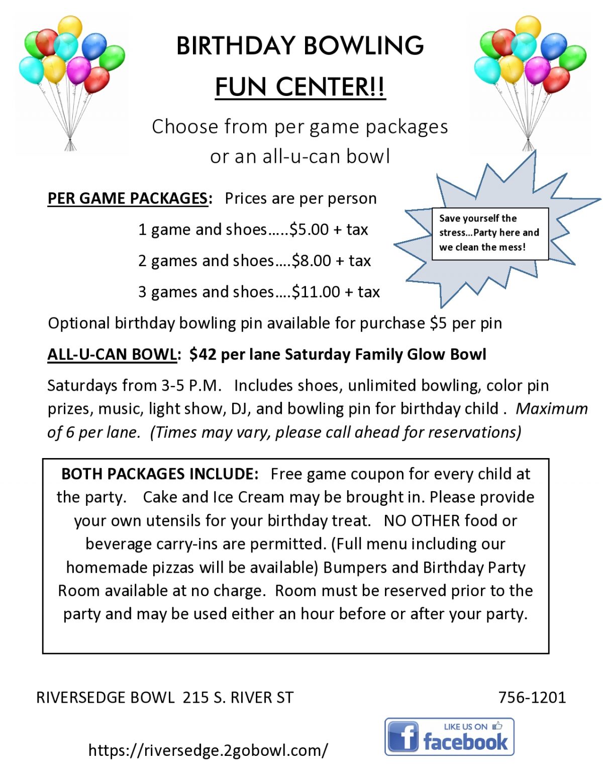 Kid’s Birthday Parties RiversEdge Bowl Janesville,WI Bowling Center