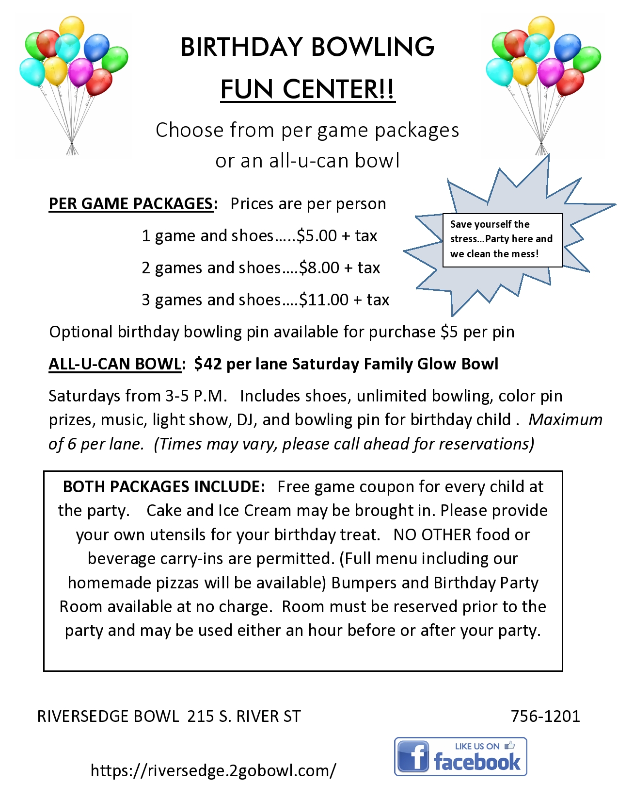 Kid’s Birthday Parties RiversEdge Bowl Janesville,WI Bowling Center